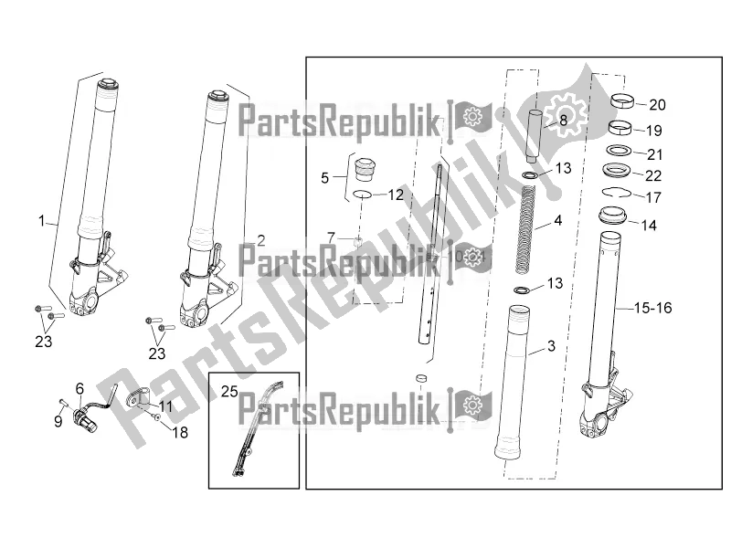 All parts for the Front Fork of the Aprilia Tuono V4 1100 RR ZD4 TYU 2019