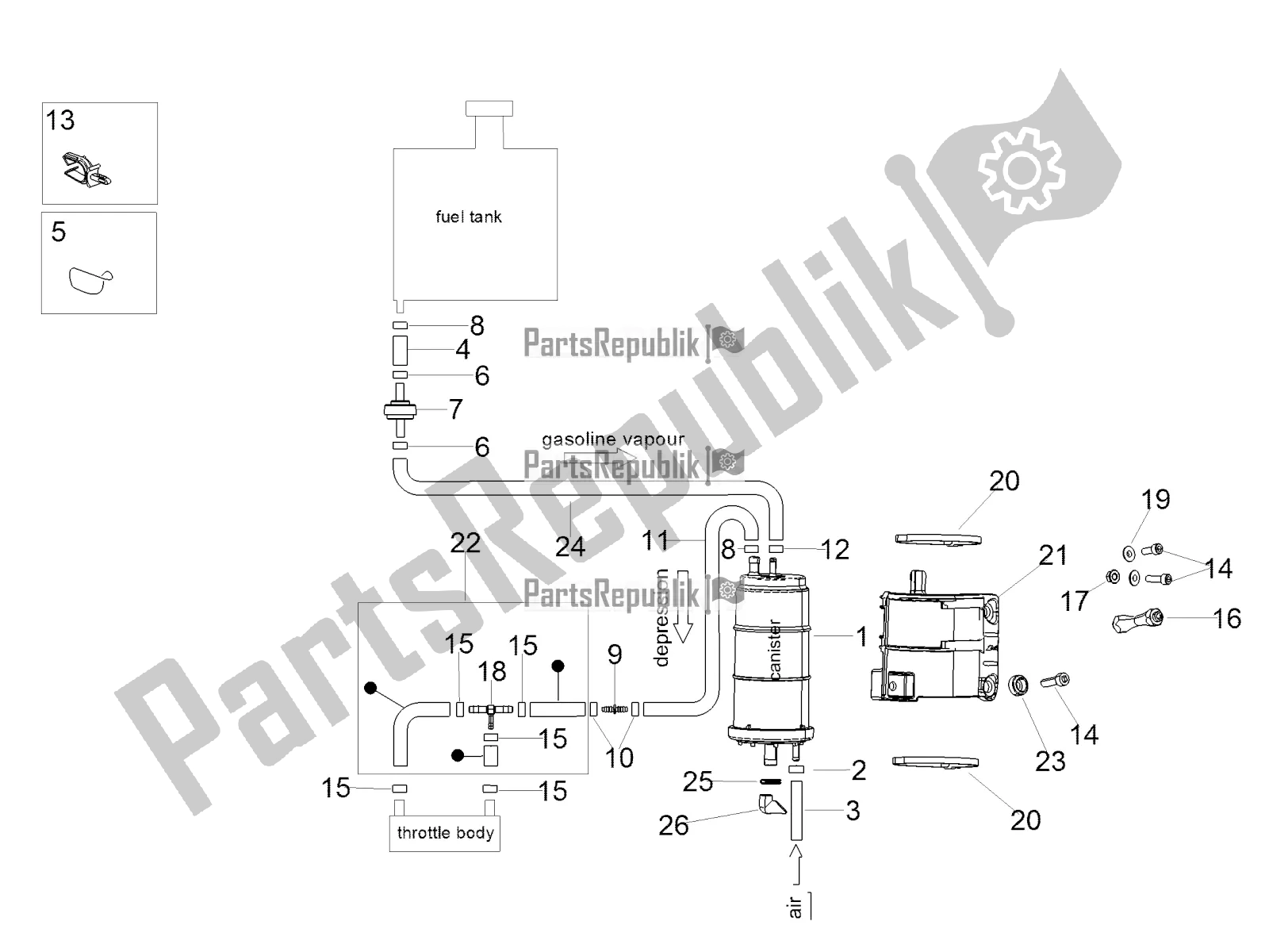 Toutes les pièces pour le Système De Récupération De Vapeur De Carburant du Aprilia Tuono V4 1100 RR ZD4 TYU 2019