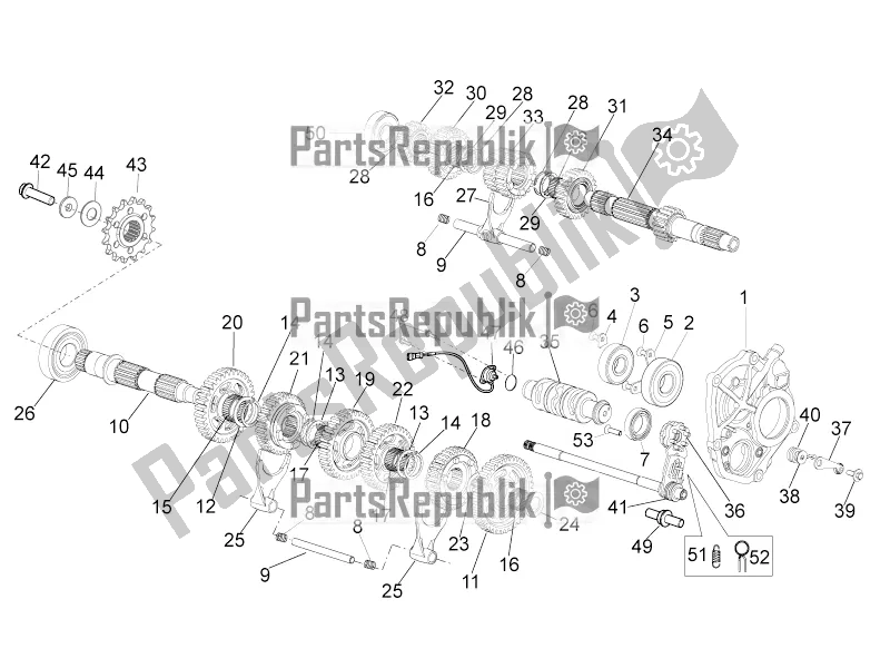 All parts for the Gear Box of the Aprilia Tuono V4 1100 RR ZD4 TYU 2019