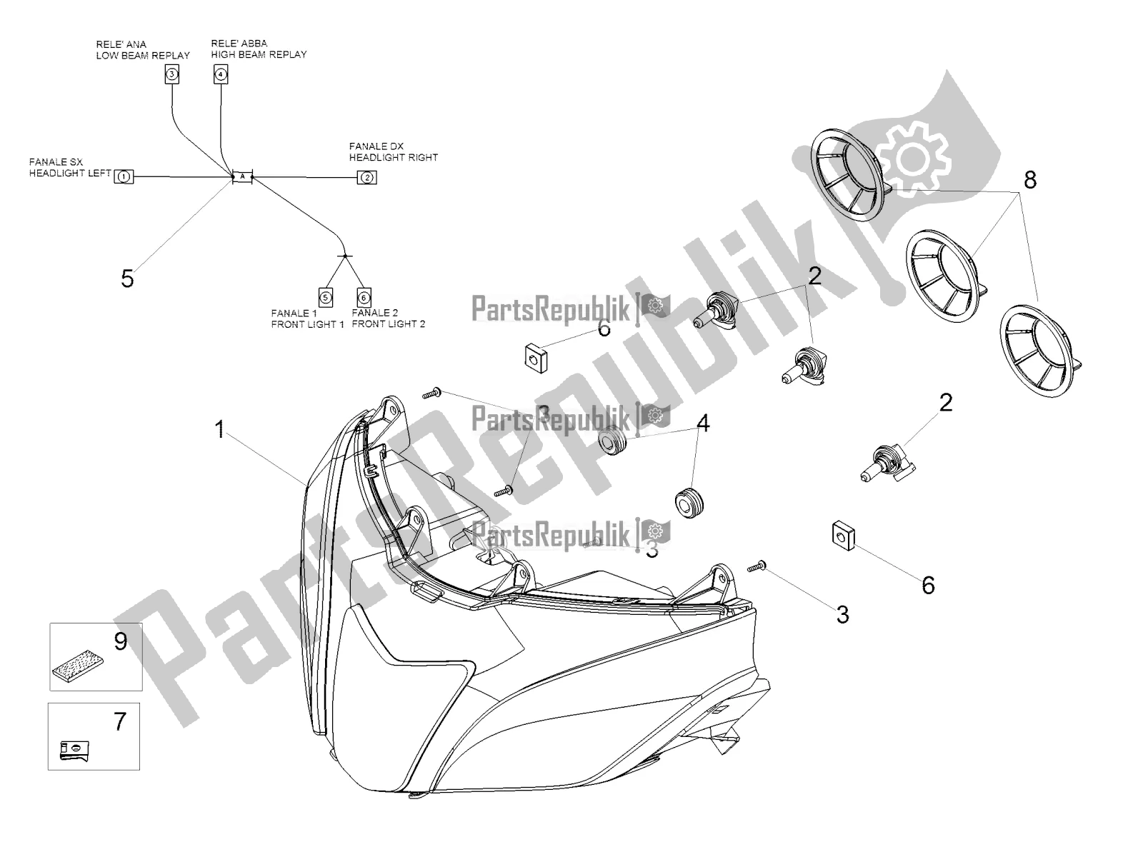 Todas las partes para Faro de Aprilia Tuono V4 1100 RR ZD4 TYU 2019