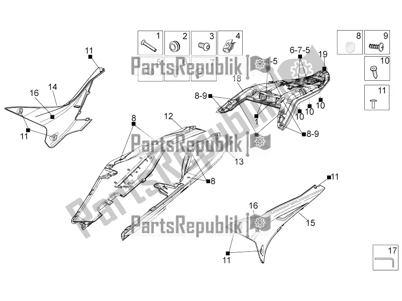 Alle Teile für das Hinterer Körper I des Aprilia Tuono V4 1100 RR ZD4 TYU 2019