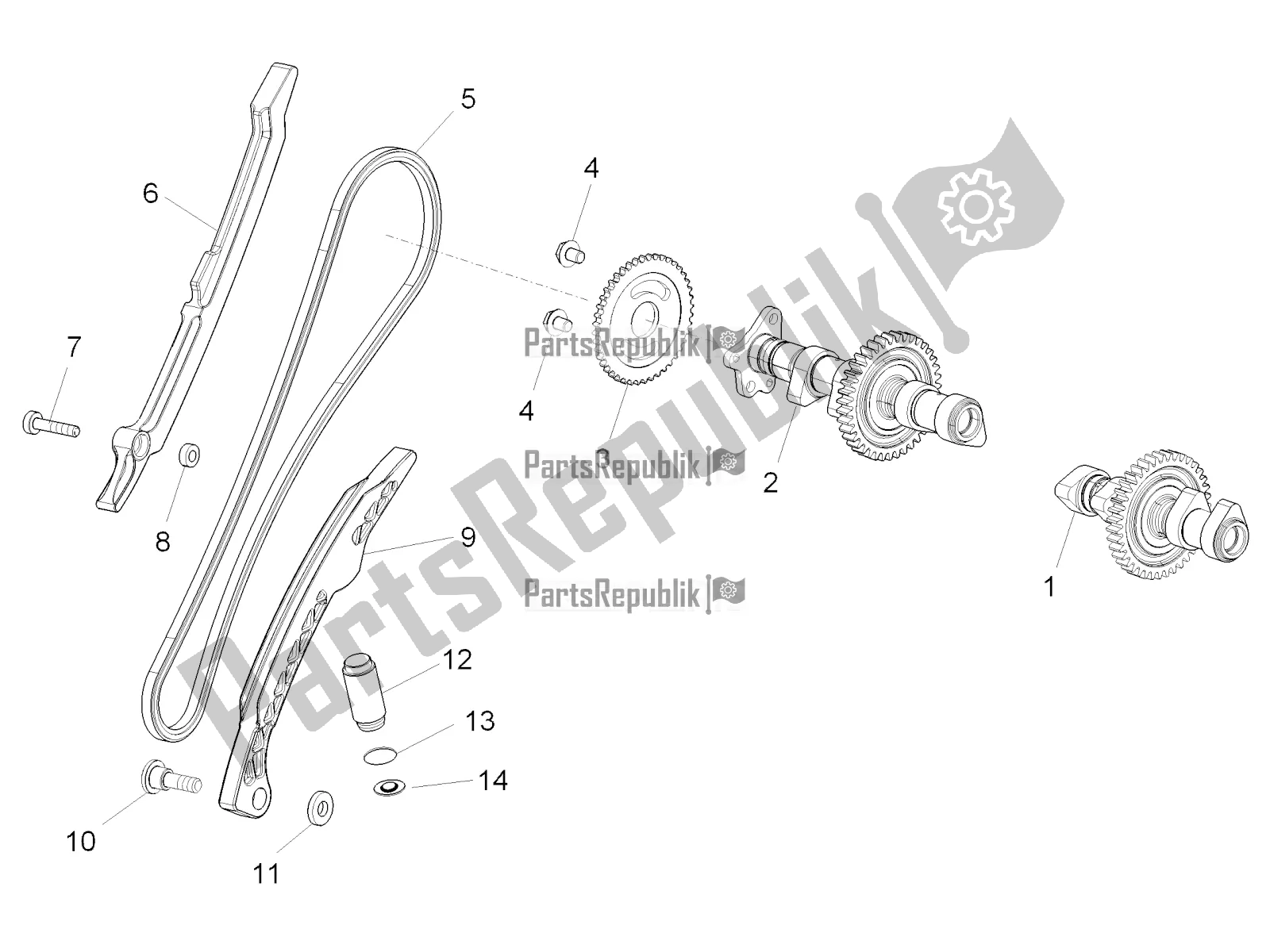 Toutes les pièces pour le Système De Calage Du Cylindre Arrière du Aprilia Tuono V4 1100 RR ZD4 TYU 2019