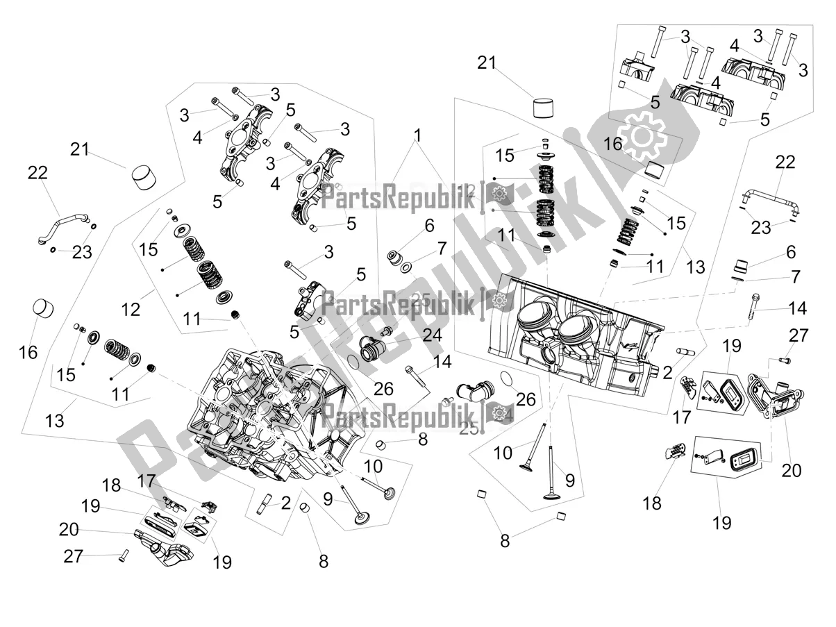 All parts for the Cylinder Head - Valves of the Aprilia Tuono V4 1100 USA 2022