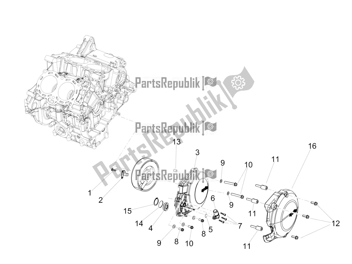 All parts for the Flywheel Cover of the Aprilia Tuono V4 1100 USA 2022