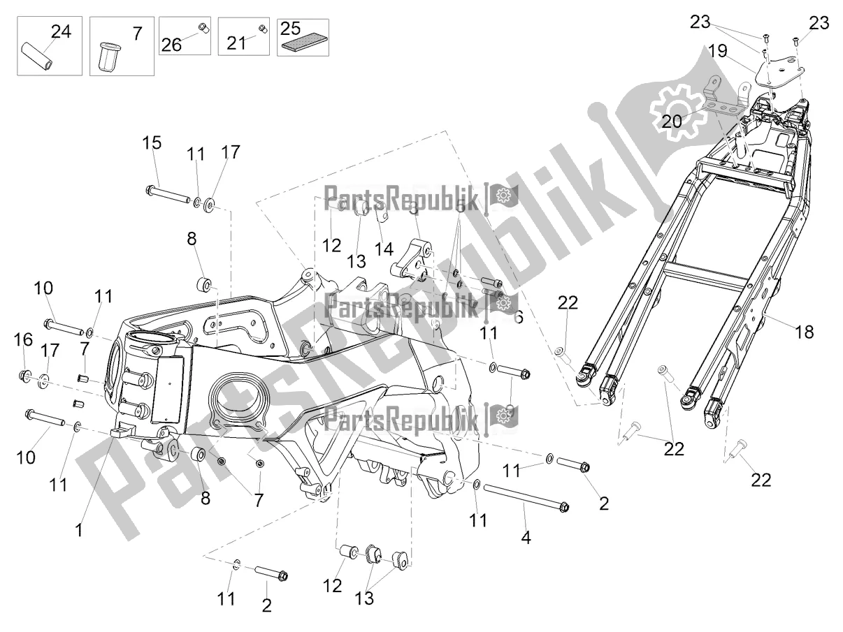 Alle Teile für das Rahmen des Aprilia Tuono V4 1100 USA 2022