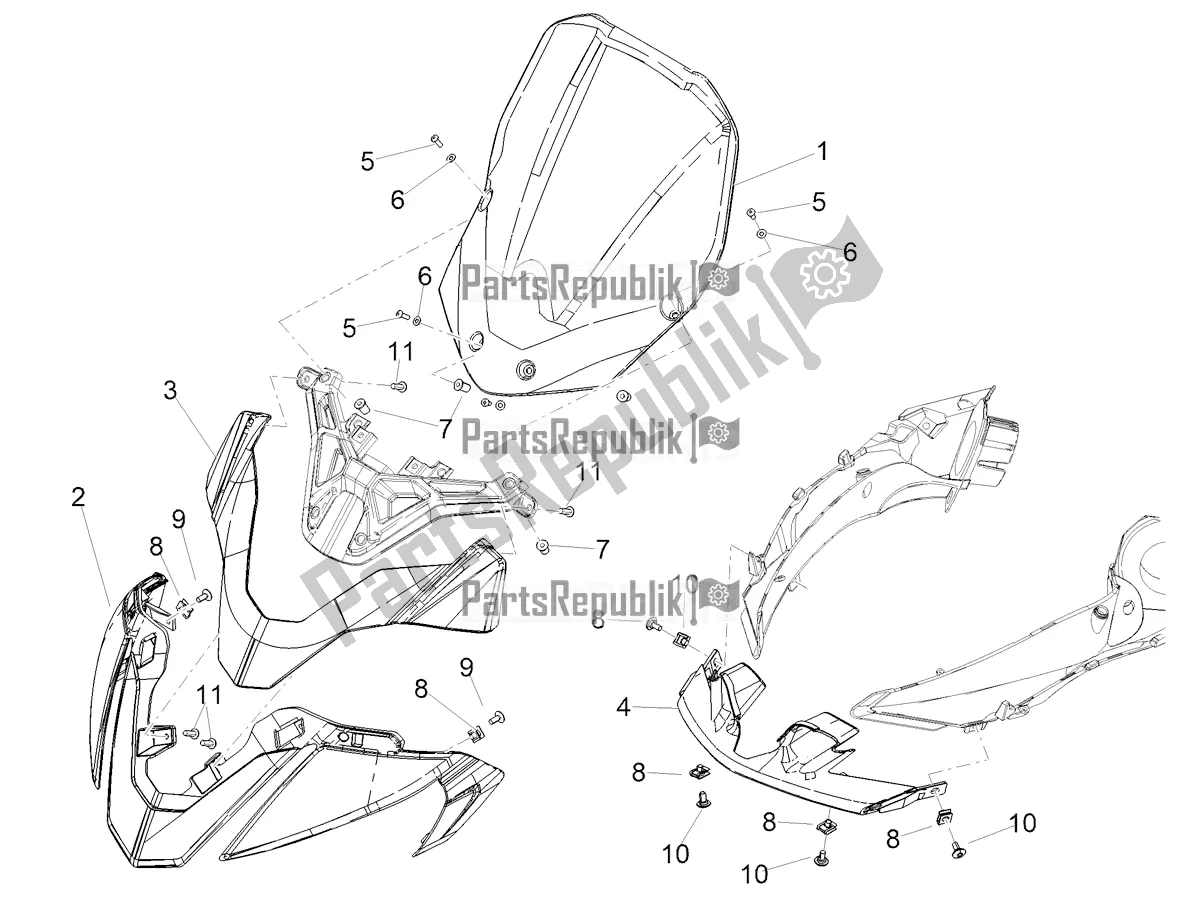 Toutes les pièces pour le Carénage Avant du Aprilia Tuono V4 1100 USA 2022