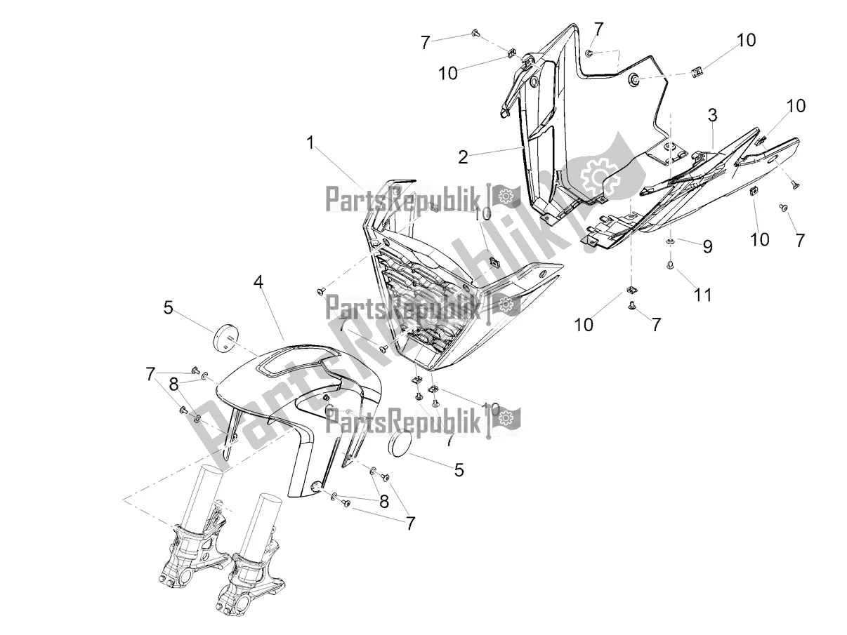 Toutes les pièces pour le Montant-garde-boue Avant du Aprilia Tuono V4 1100 USA 2022