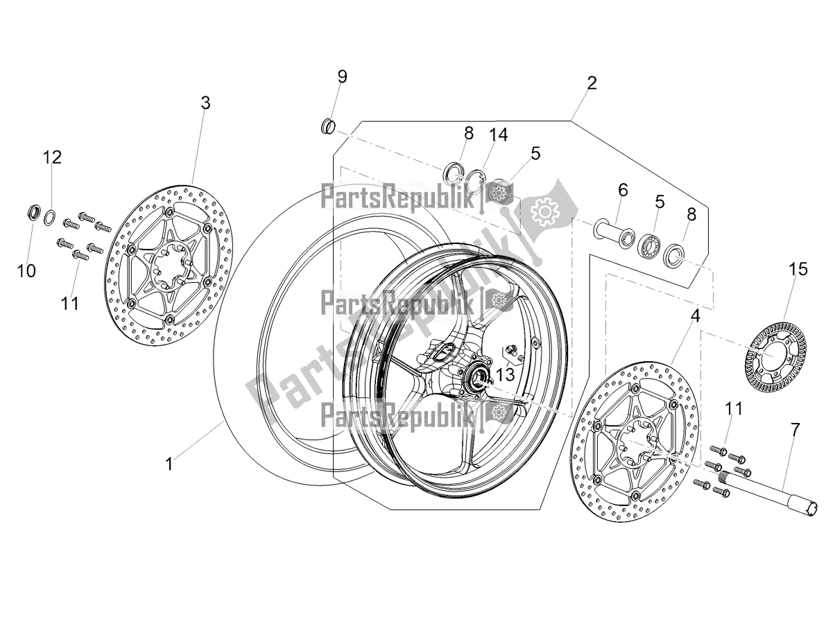 Toutes les pièces pour le Roue Avant du Aprilia Tuono V4 1100 USA 2022