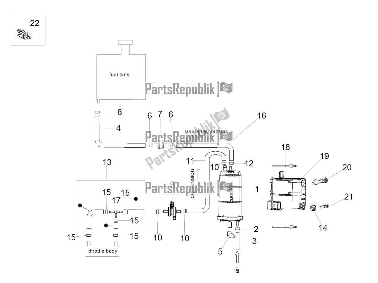 Toutes les pièces pour le Système De Récupération De Vapeur De Carburant du Aprilia Tuono V4 1100 USA 2022