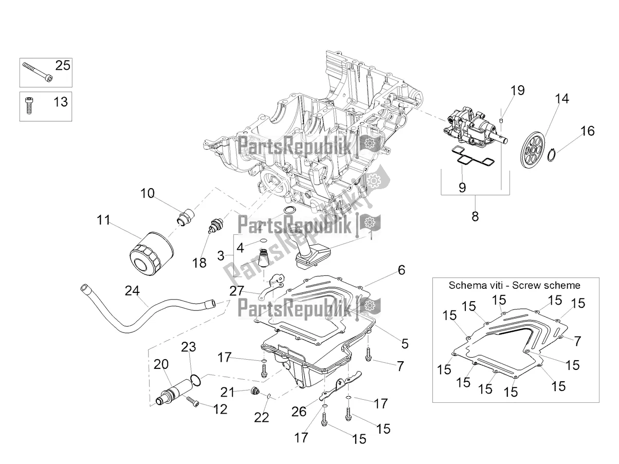 Toutes les pièces pour le Lubrification du Aprilia Tuono V4 1100 USA 2022