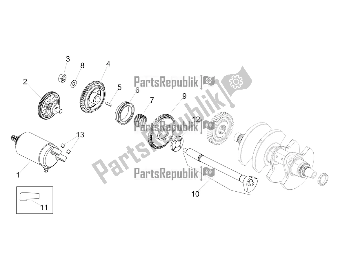 Alle Teile für das Anlasser / Elektrostarter des Aprilia Tuono V4 1100 USA 2022