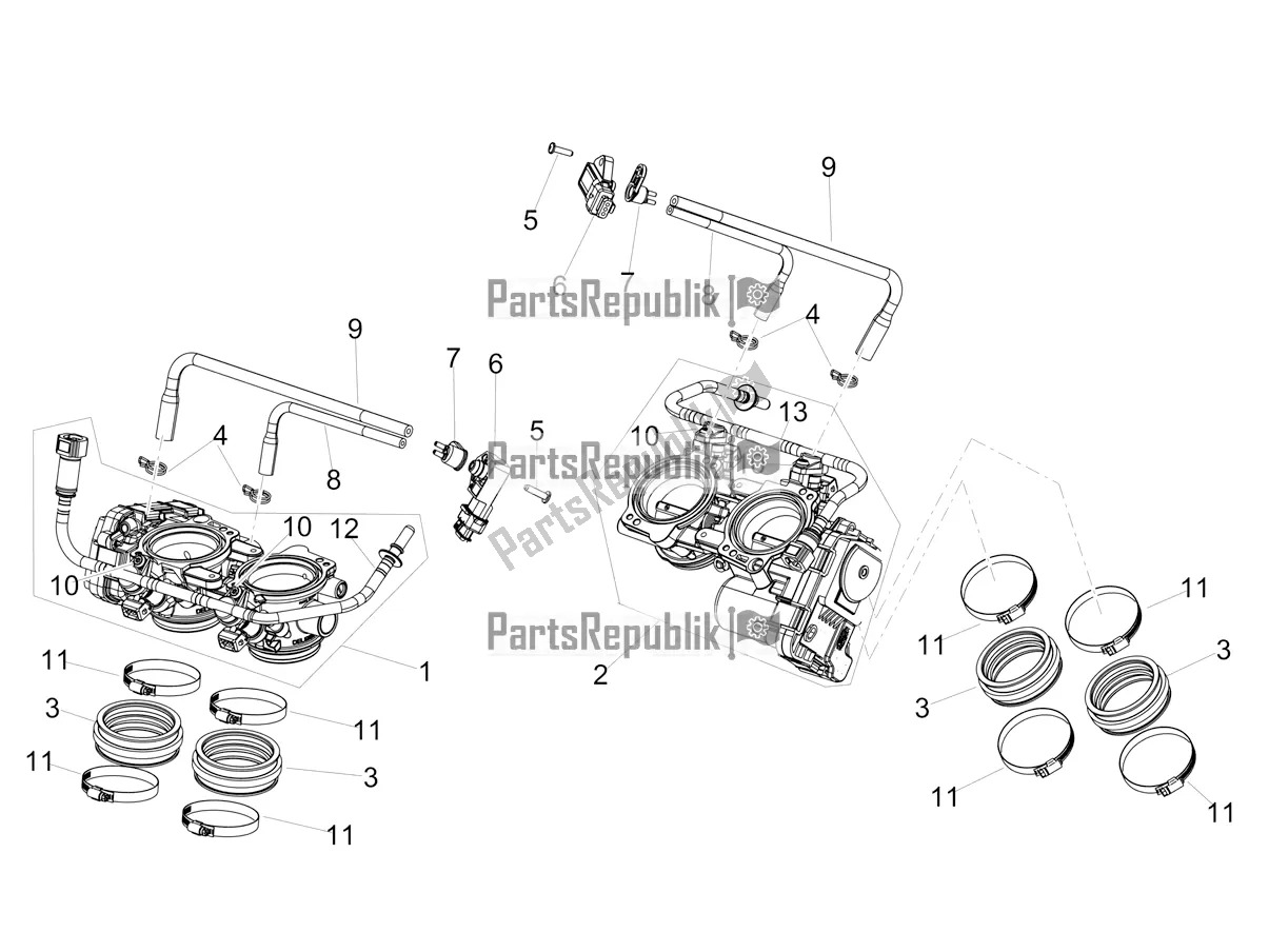 Alle Teile für das Drosselklappengehäuse des Aprilia Tuono V4 1100 USA 2022