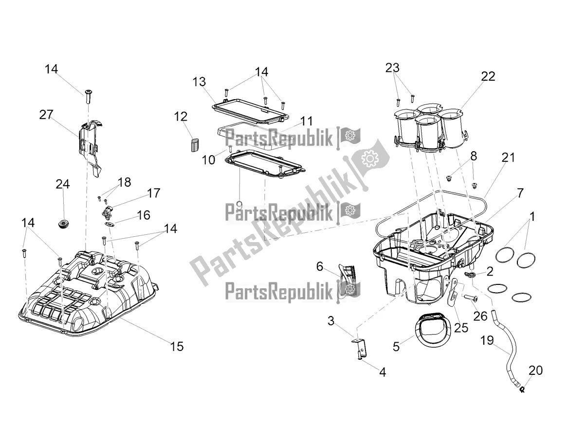 Tutte le parti per il Air Box del Aprilia Tuono V4 1100 USA E5 2021