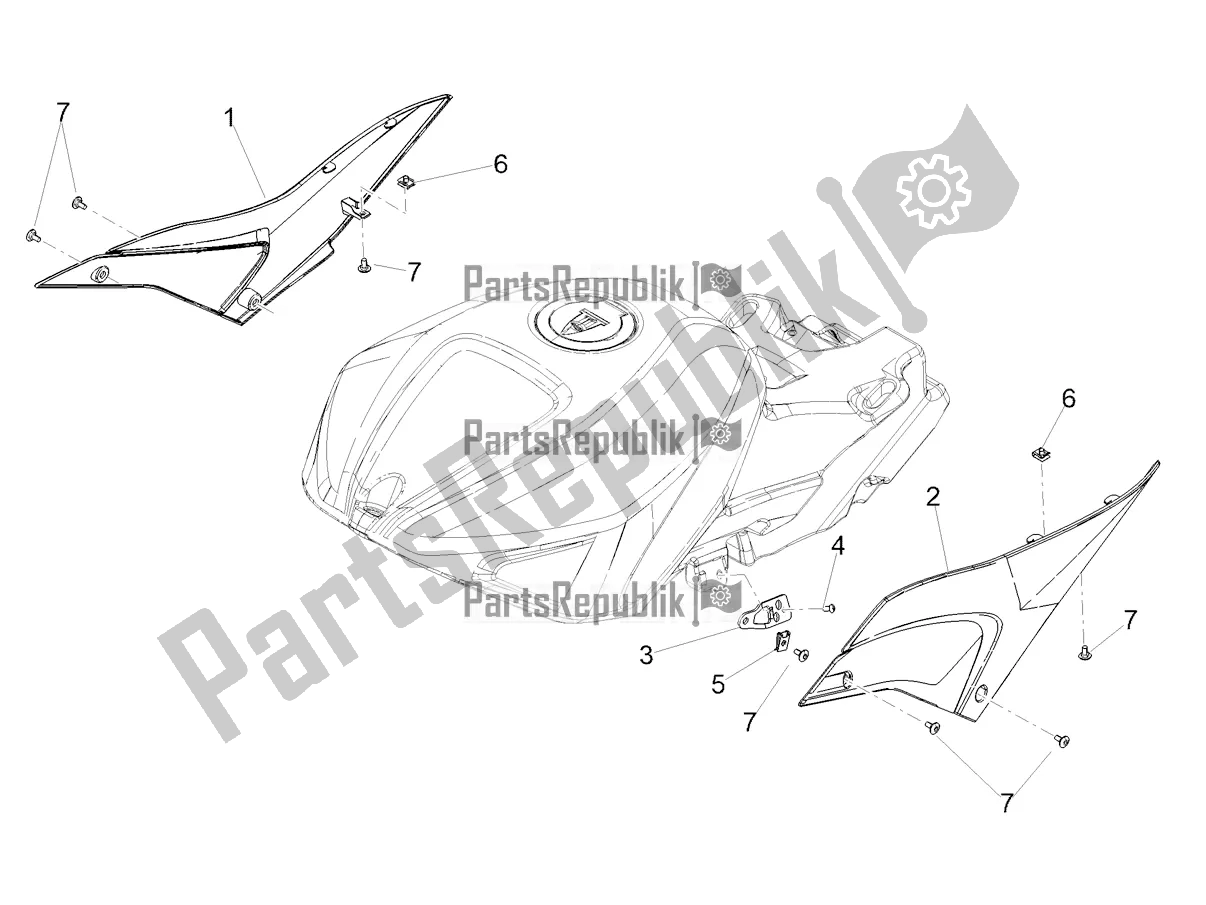 All parts for the Central Body of the Aprilia Tuono V4 1100 USA E5 2021