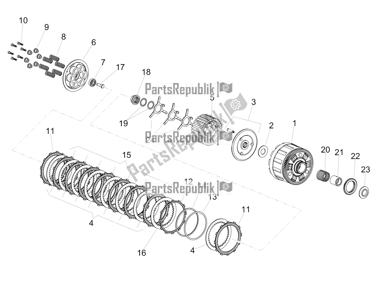 All parts for the Clutch of the Aprilia Tuono V4 1100 USA E5 2021