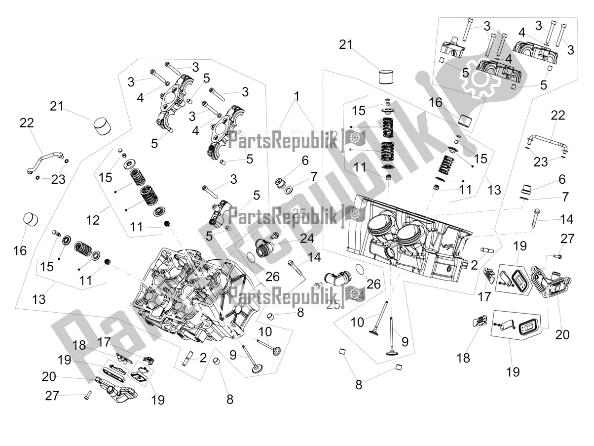 Alle onderdelen voor de Cilinderkop - Kleppen van de Aprilia Tuono V4 1100 USA E5 2021