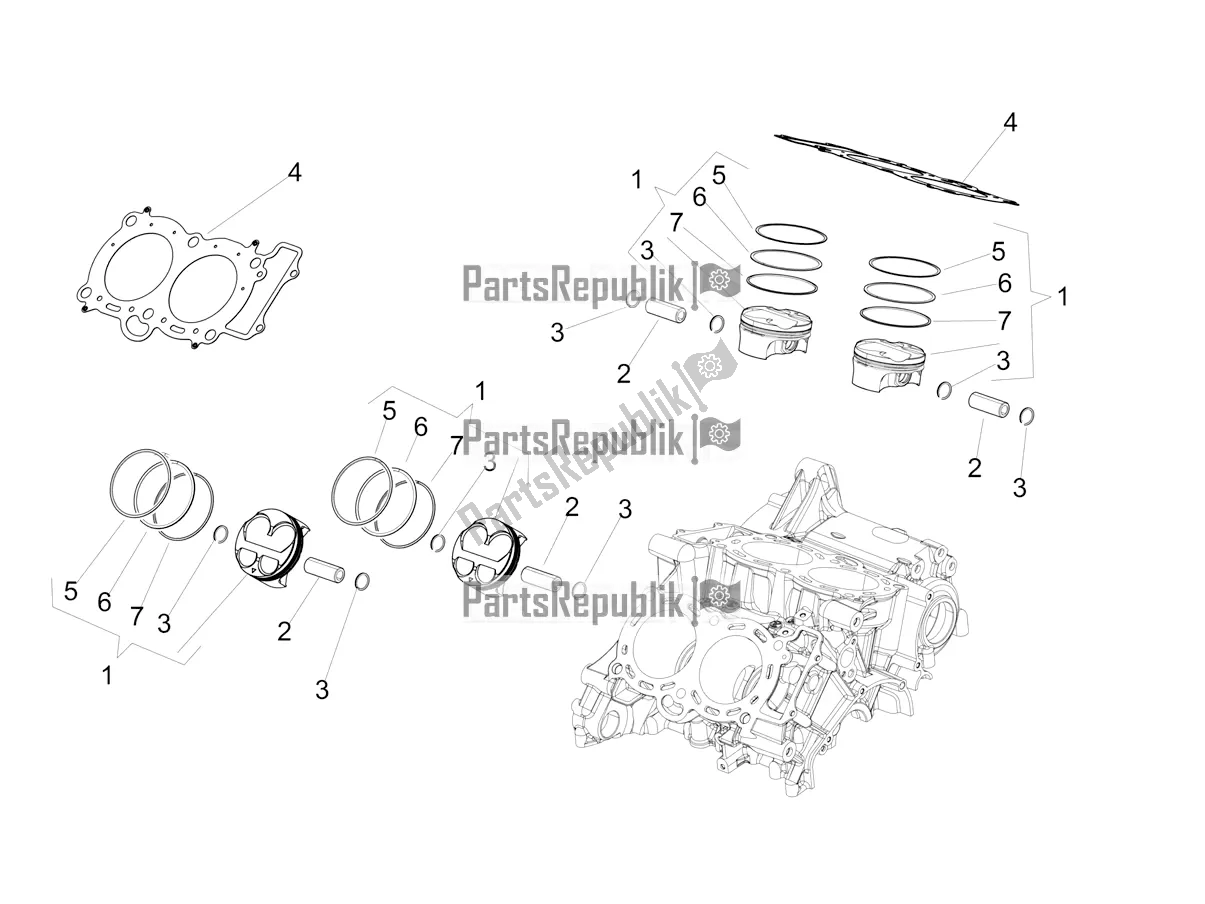 Todas las partes para Cilindro - Pistón de Aprilia Tuono V4 1100 USA E5 2021