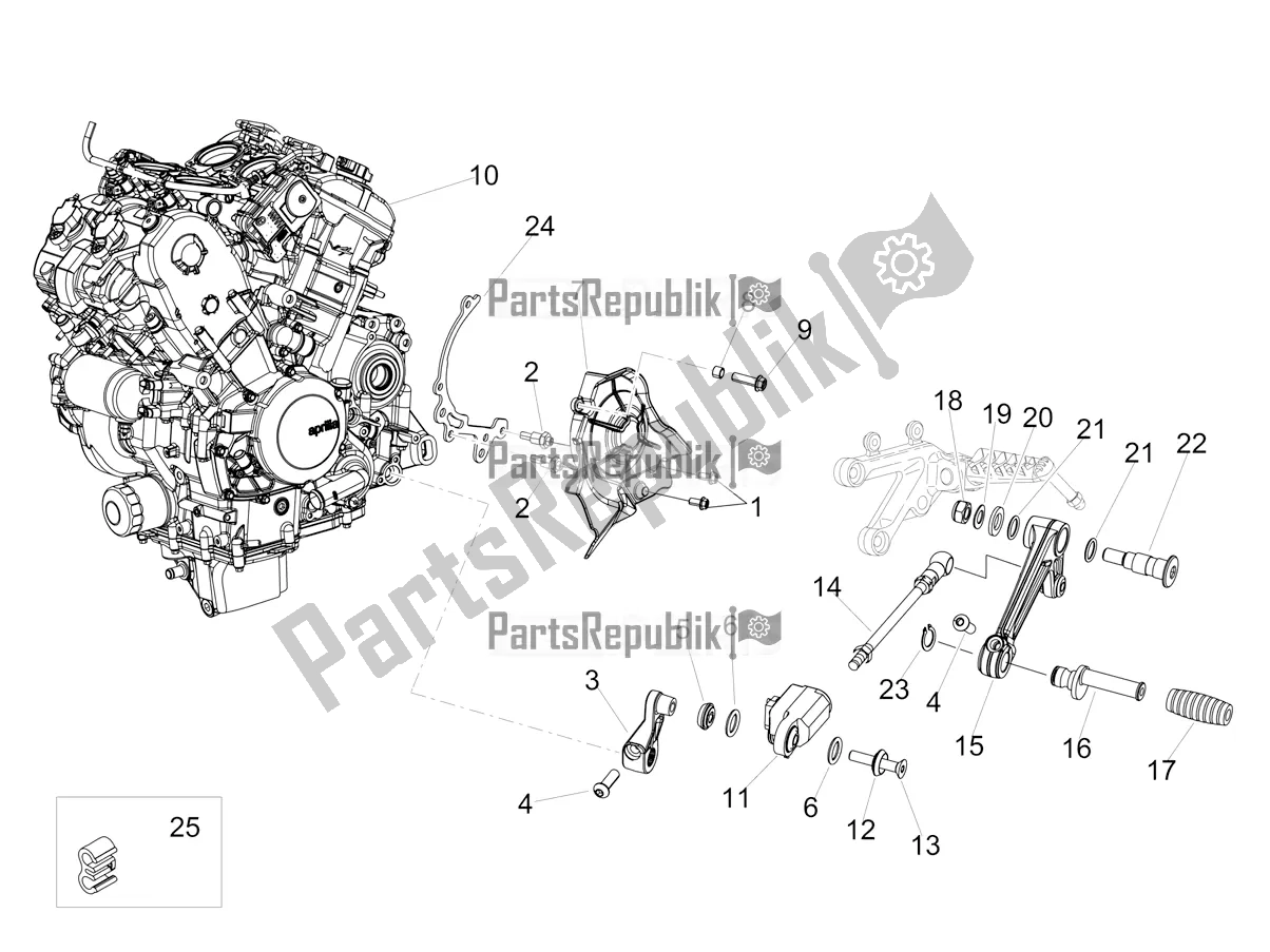 Tutte le parti per il Leva Parziale Per Il Completamento Del Motore del Aprilia Tuono V4 1100 USA E5 2021