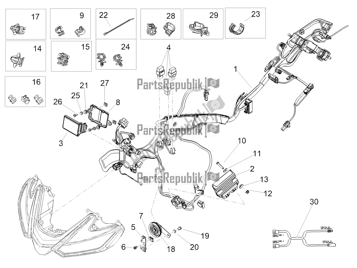 Todas las partes para Sistema Eléctrico Frontal de Aprilia Tuono V4 1100 USA E5 2021