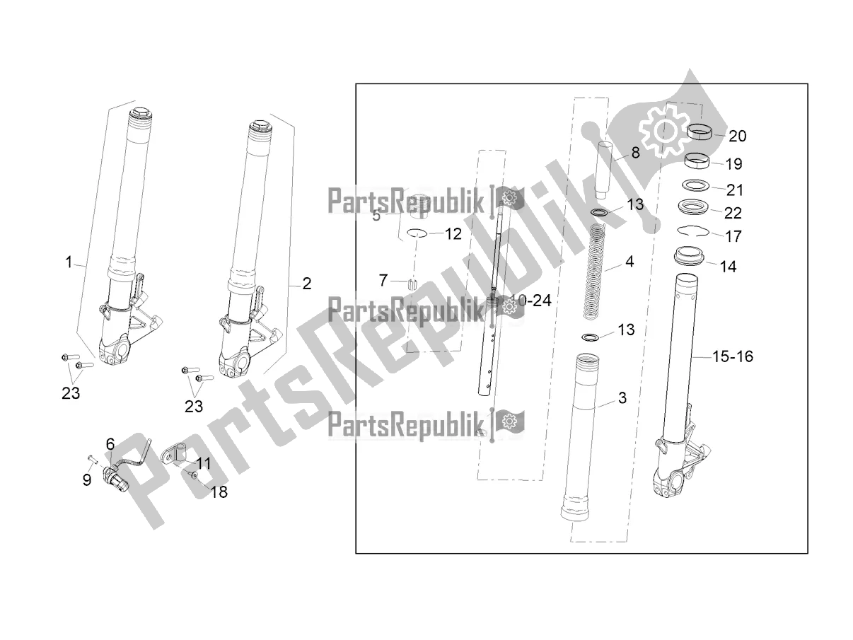 Alle onderdelen voor de Front Fork Sachs van de Aprilia Tuono V4 1100 USA E5 2021