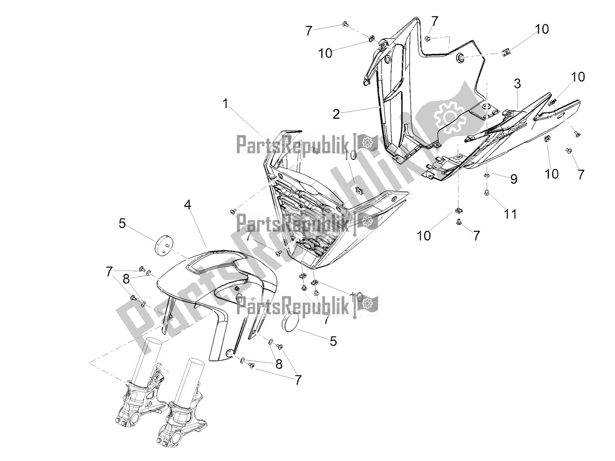 Toutes les pièces pour le Montant-garde-boue Avant du Aprilia Tuono V4 1100 USA E5 2021