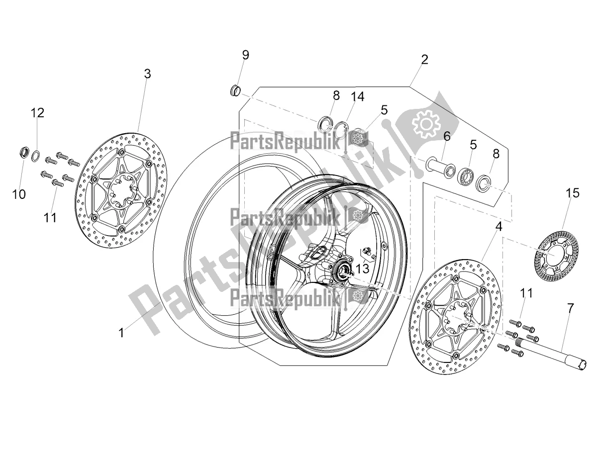 Alle Teile für das Vorderrad des Aprilia Tuono V4 1100 USA E5 2021