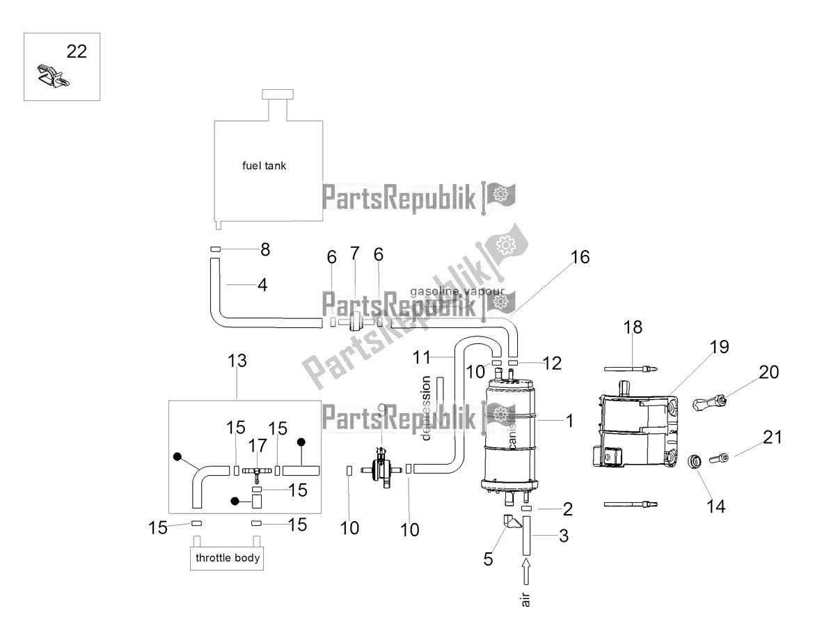 Toutes les pièces pour le Système De Récupération De Vapeur De Carburant du Aprilia Tuono V4 1100 USA E5 2021