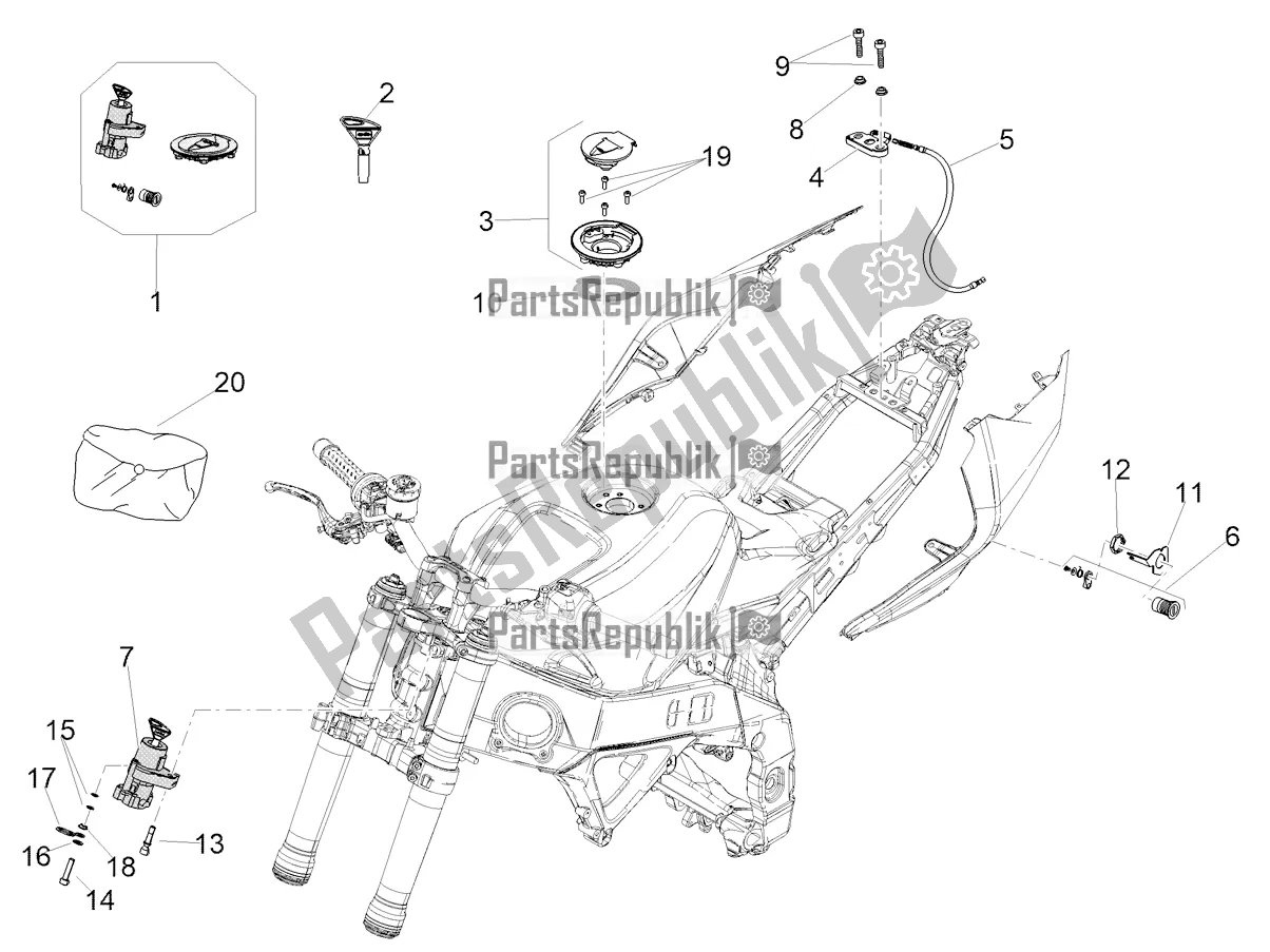 Tutte le parti per il Serrature del Aprilia Tuono V4 1100 USA E5 2021