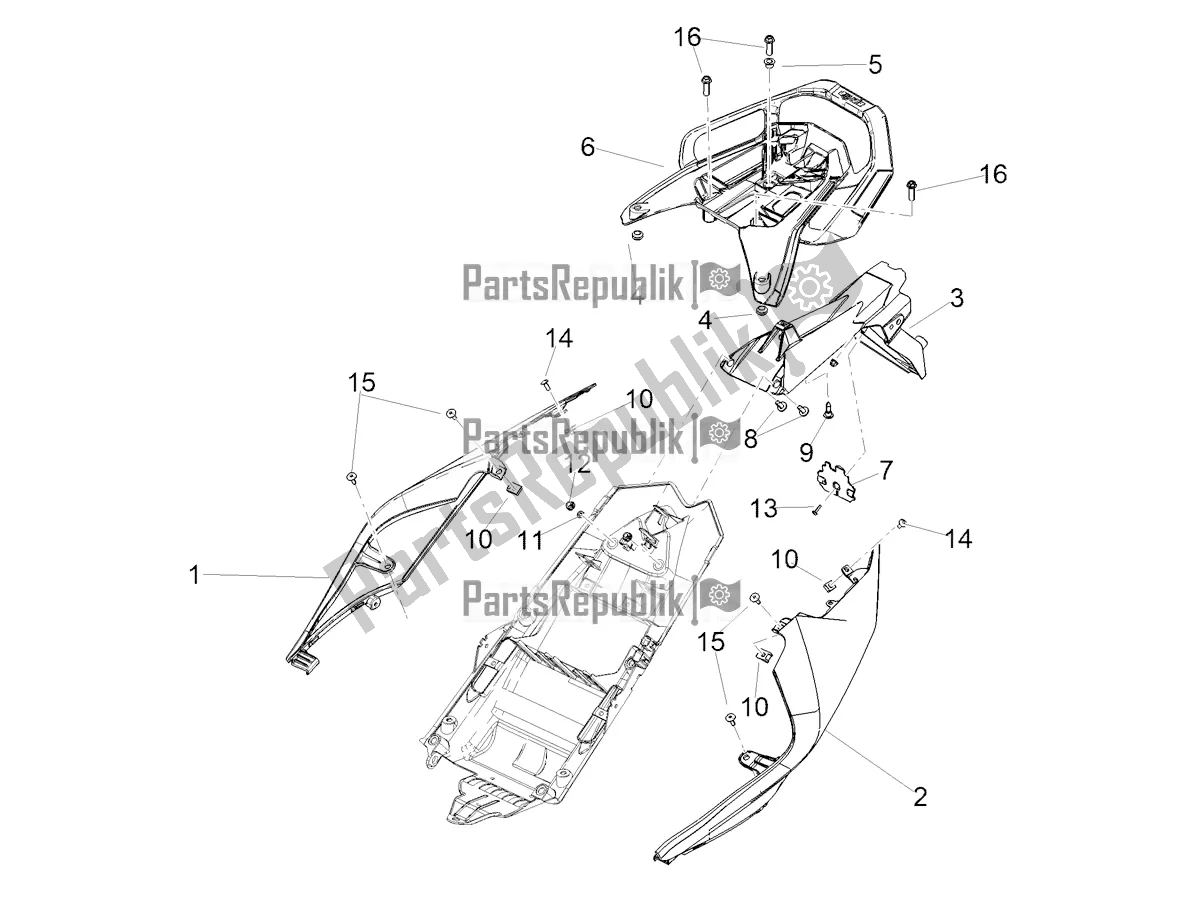 Tutte le parti per il Corpo Posteriore del Aprilia Tuono V4 1100 USA E5 2021