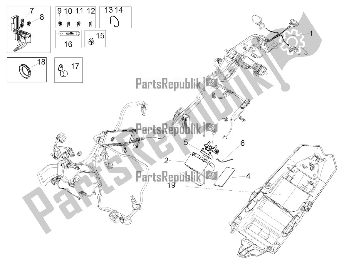 All parts for the Rear Electrical System of the Aprilia Tuono V4 1100 USA E5 2021