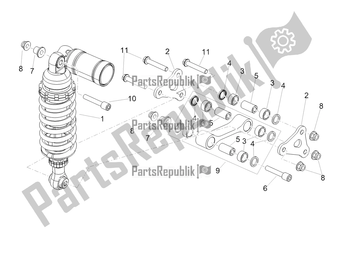 All parts for the Shock Absorber of the Aprilia Tuono V4 1100 USA E5 2021