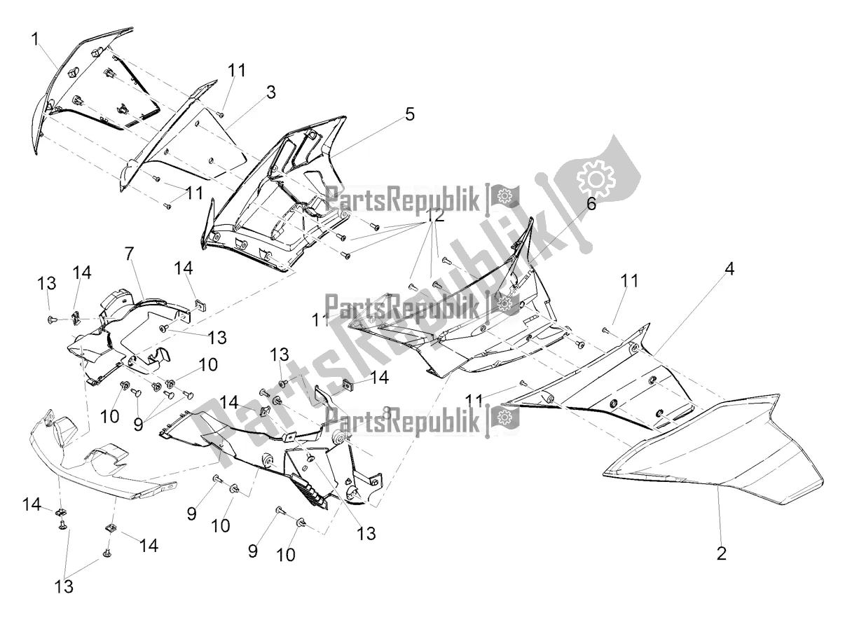 All parts for the Side Fairing of the Aprilia Tuono V4 1100 USA E5 2021