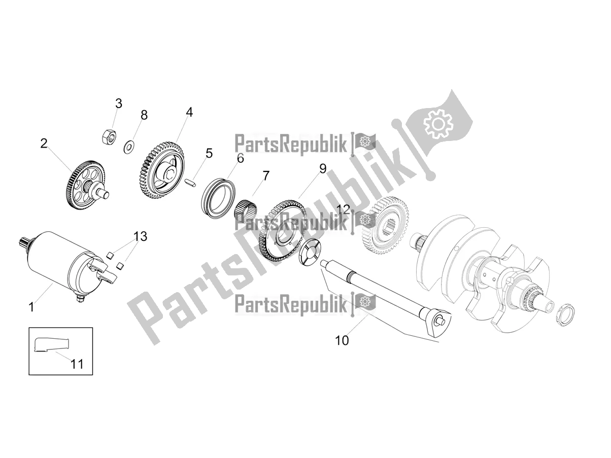 All parts for the Starter / Electric Starter of the Aprilia Tuono V4 1100 USA E5 2021