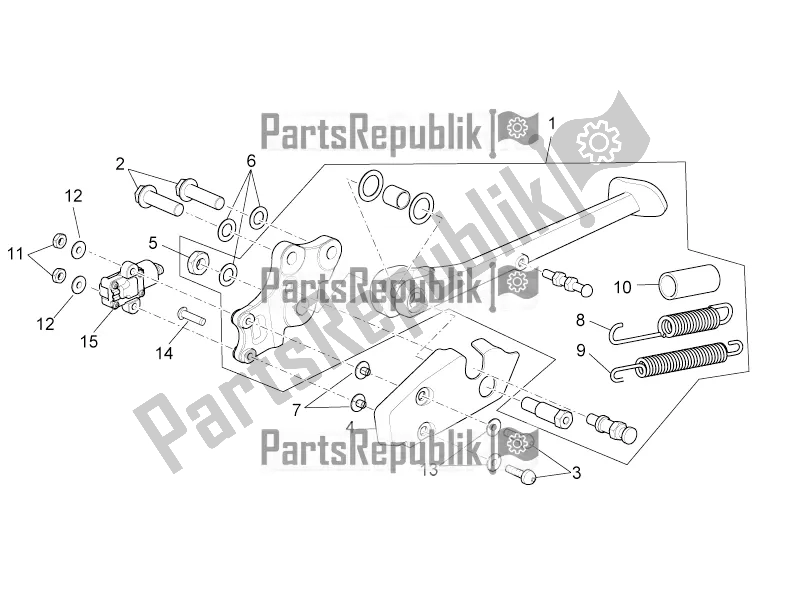 All parts for the Central Stand of the Aprilia Tuono V4 Factory 1100 Superpole 2019