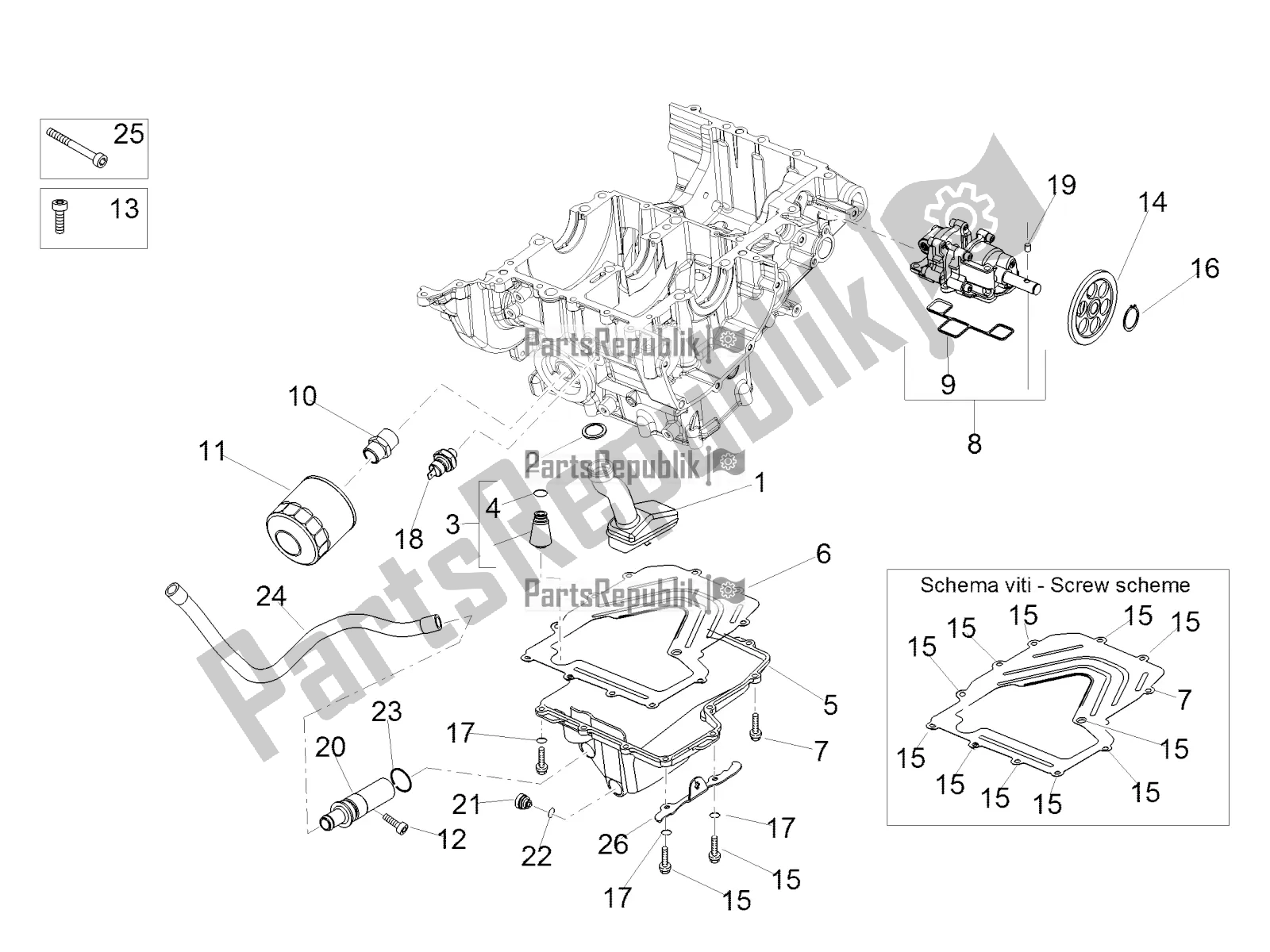 All parts for the Lubrication of the Aprilia Tuono V4 Factory 1100 Superpole 2019