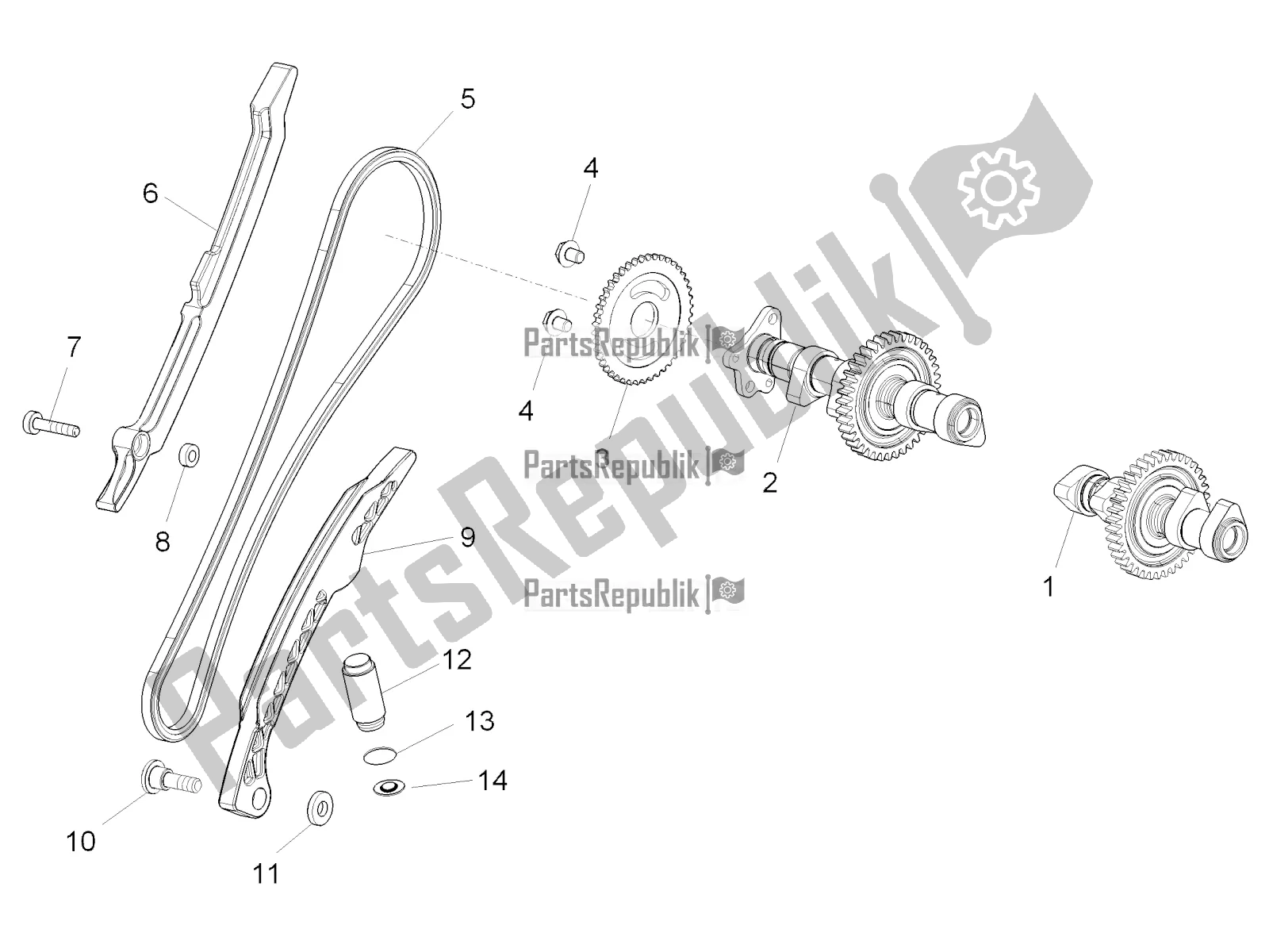 Todas as partes de Sistema De Cronometragem Do Cilindro Traseiro do Aprilia Tuono V4 Factory 1100 Superpole 2019