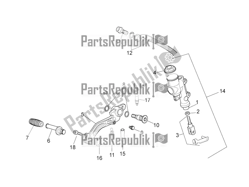 All parts for the Rear Master Cylinder of the Aprilia Tuono V4 Factory 1100 Superpole 2019