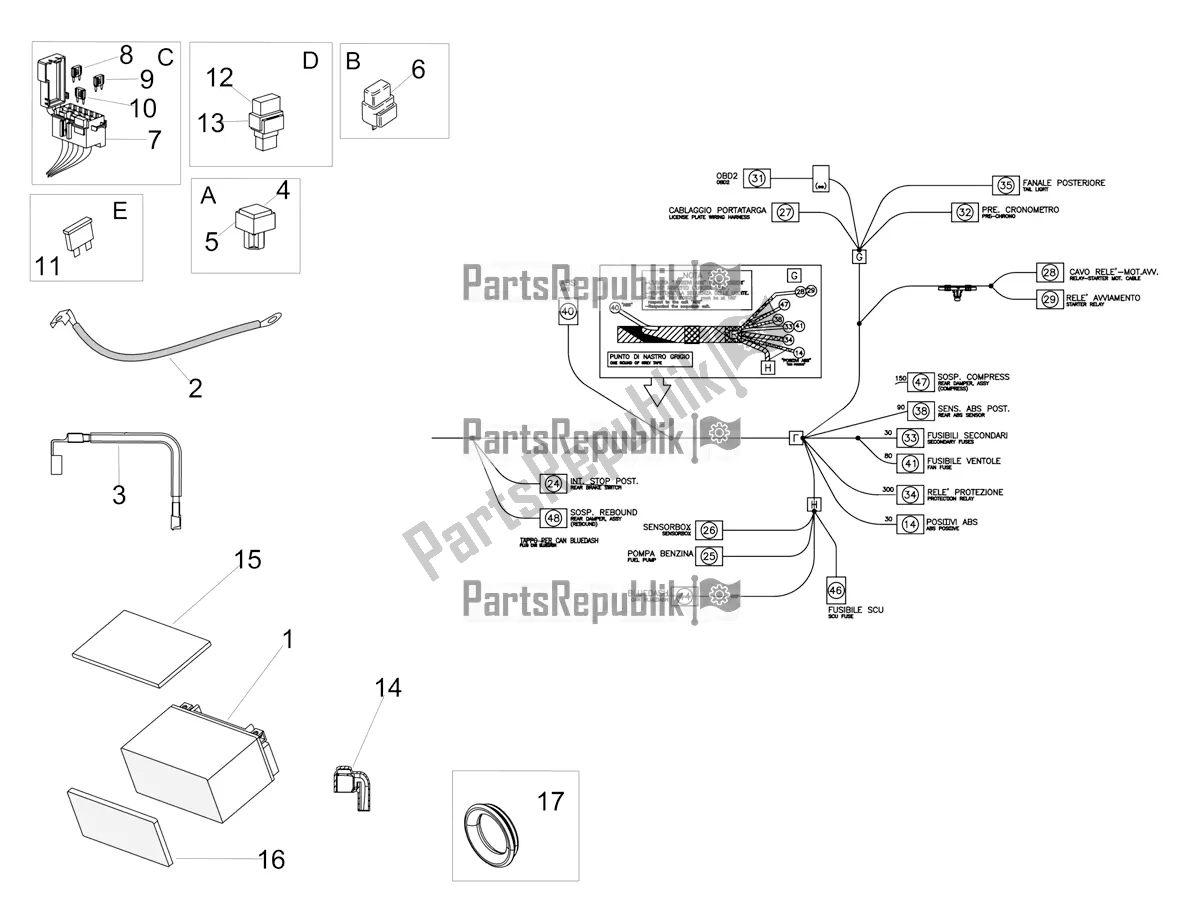 All parts for the Central Electrical System of the Aprilia Tuono V4 Factory 1100 Superpole 2020