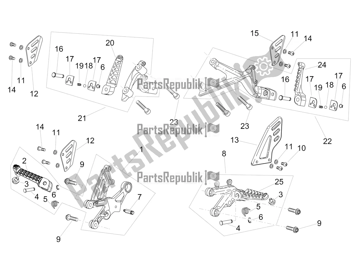 Toutes les pièces pour le Repose-pieds du Aprilia Tuono V4 Factory 1100 Superpole 2020