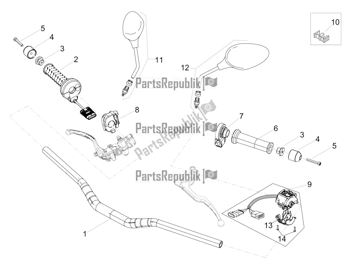 Tutte le parti per il Manubrio - Comandi del Aprilia Tuono V4 Factory 1100 Superpole 2020