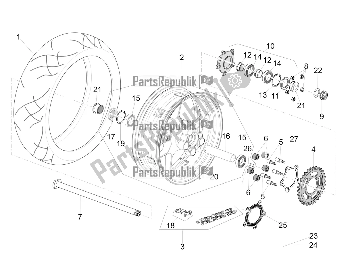 Tutte le parti per il Ruota Posteriore del Aprilia Tuono V4 Factory 1100 Superpole 2020