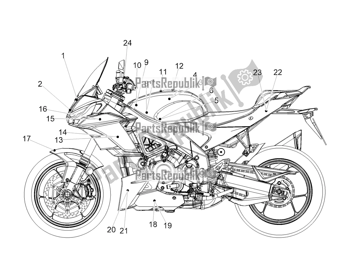 Todas as partes de Decalque do Aprilia Tuono V4 Factory 1100 Superpole 2022