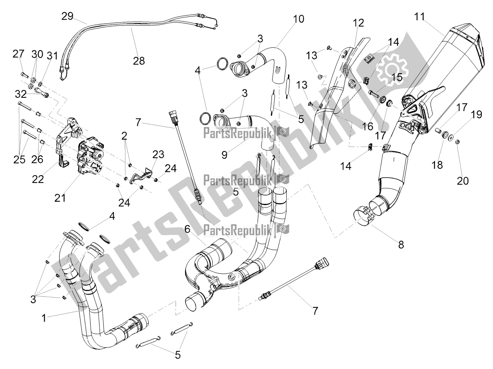 Toutes les pièces pour le Tuyau D'échappement I du Aprilia Tuono V4 Factory 1100 Superpole Apac 2019