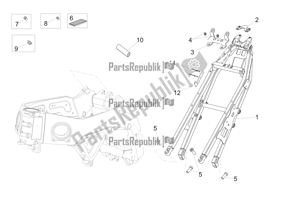 Todas as partes de Quadro Ii do Aprilia Tuono V4 Factory 1100 Superpole Apac 2019