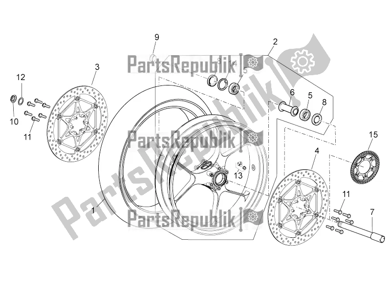 All parts for the Front Wheel of the Aprilia Tuono V4 Factory 1100 Superpole Apac 2019