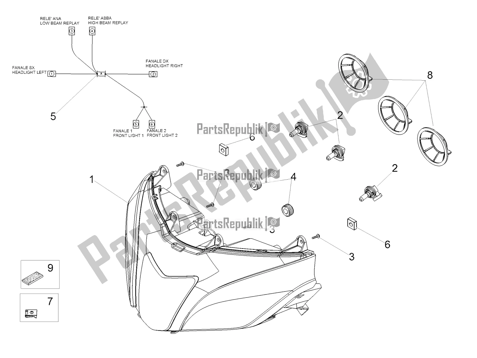 Toutes les pièces pour le Phare du Aprilia Tuono V4 Factory 1100 Superpole Apac 2019