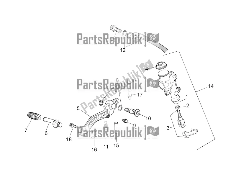 All parts for the Rear Master Cylinder of the Aprilia Tuono V4 Factory 1100 Superpole Apac 2019