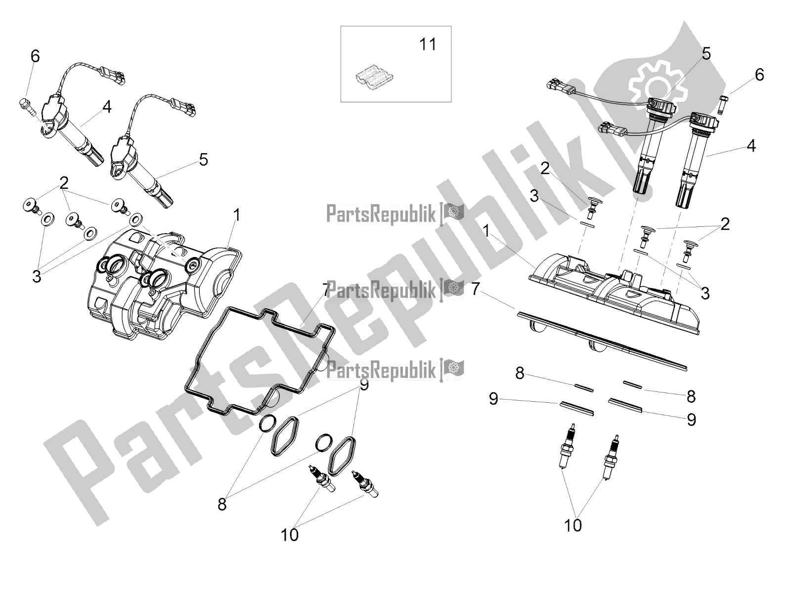 Toutes les pièces pour le Couvercle De Soupape du Aprilia Tuono V4 Factory 1100 Superpole Apac 2019