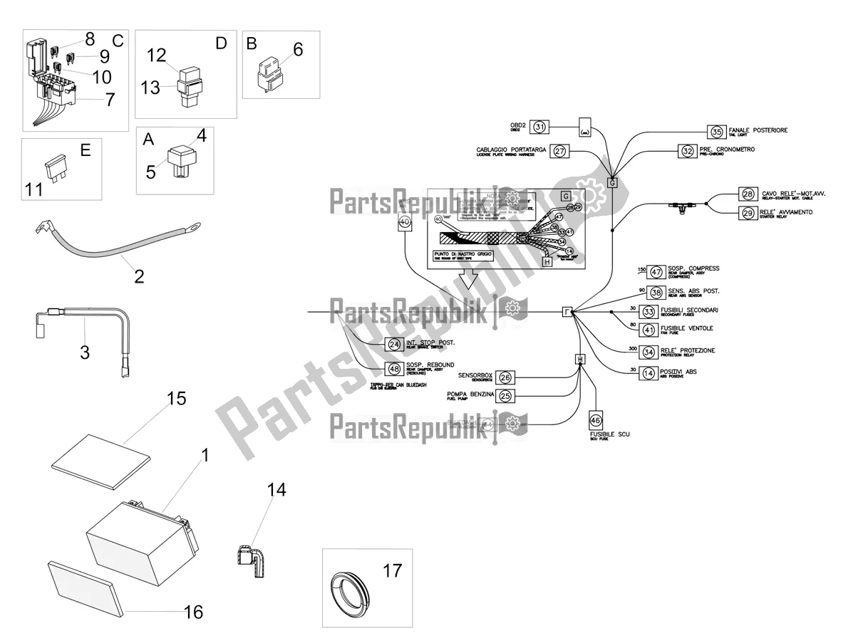 Tutte le parti per il Impianto Elettrico Centrale del Aprilia Tuono V4 Factory 1100 Superpole Apac 2020