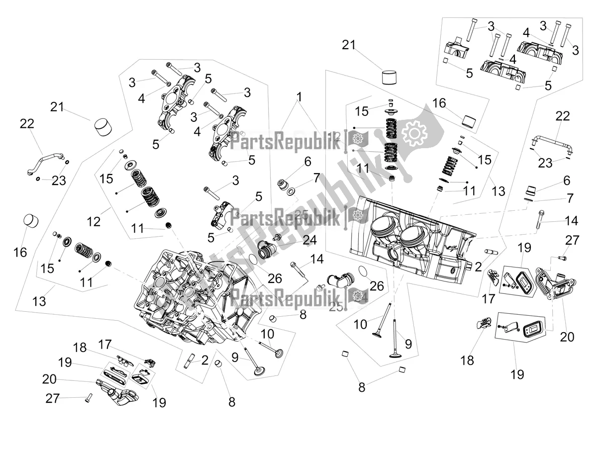 Alle onderdelen voor de Cilinderkop - Kleppen van de Aprilia Tuono V4 Factory 1100 Superpole Apac 2020